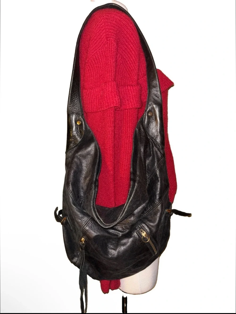 Foley + Corinna Black Leather Tote with Interior Zip Pocket